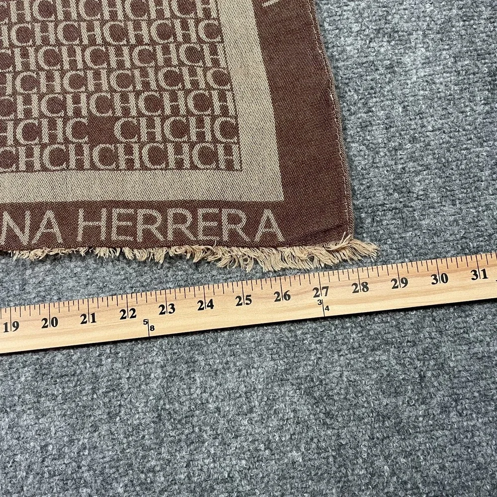CH‎ Carolina Herrera CH Initials140 Shawl Scarf Chocolate Brown Monogram Silk